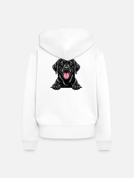 Schwarzer Labrador - Frauen Premium Bio Zip Hoodie - Weiß