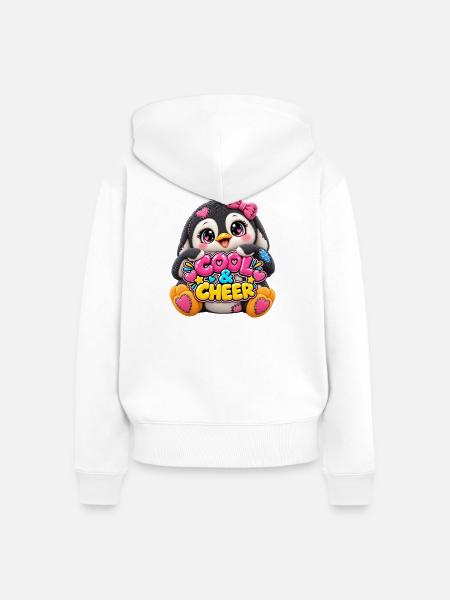 Patchwork-Pinguin mit Herztext - Frauen Premium Bio Zip Hoodie - Weiß