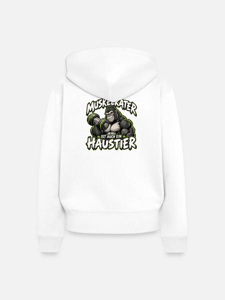 Muskelkater als Haustier Gymlife - Frauen Premium Bio Zip Hoodie - Weiß