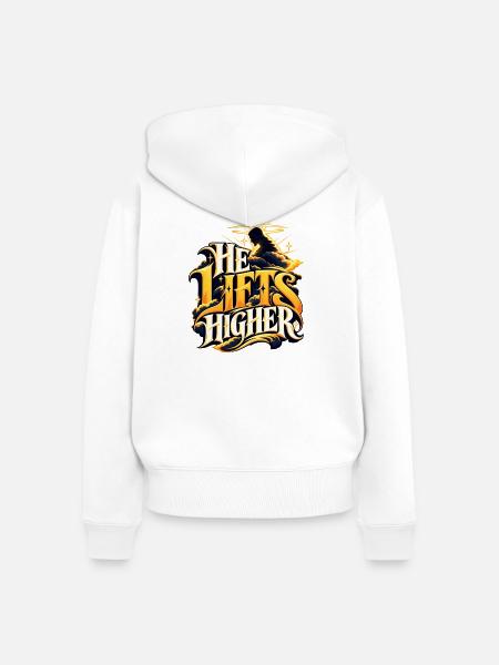 Himmlische Aufwärtskraft - Frauen Premium Bio Zip Hoodie - Weiß