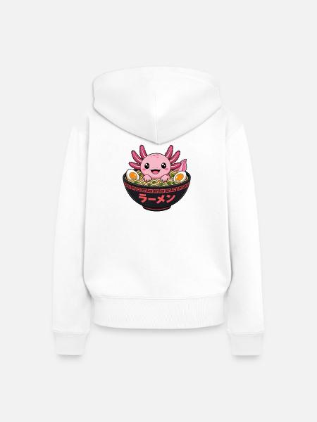Süßer Axolotl in der Ramen Suppenschüssel - Frauen Premium Bio Zip Hoodie - Weiß