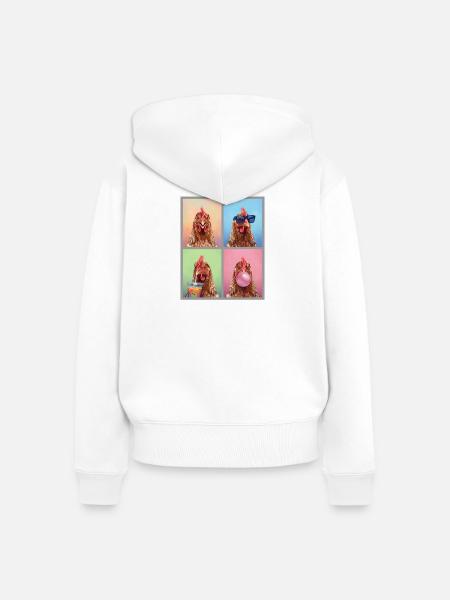 Hühner Huhn - Frauen Premium Bio Zip Hoodie - Weiß