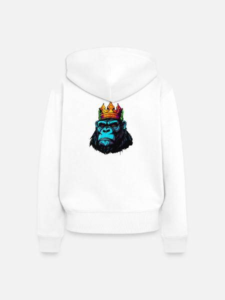 König Gorilla - Frauen Premium Bio Zip Hoodie - Weiß