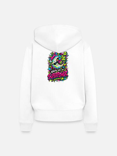 Naps sind meine Superkraft Neon - Frauen Premium Bio Zip Hoodie - Weiß