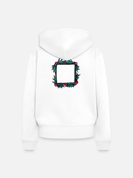 Stechpalmenrahmen mit karmesinroten Beeren - Frauen Premium Bio Zip Hoodie - Weiß