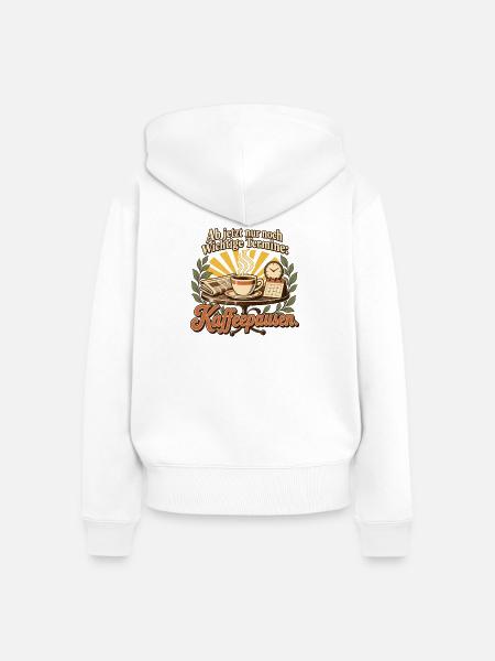 Ruhestand Geschenk Kollege Abschied Kaffeepause - Frauen Premium Bio Zip Hoodie - Weiß