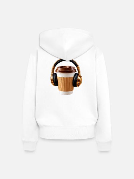 Musik mit Kaffee - Frauen Premium Bio Zip Hoodie - Weiß