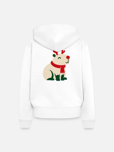 Rentier Rote Nase Clipart - Frauen Premium Bio Zip Hoodie - Weiß
