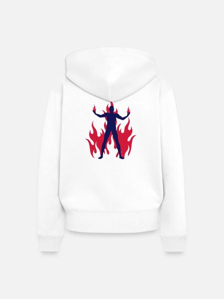rocking devil - rockender teufel - flammen flames - Frauen Premium Bio Zip Hoodie - Weiß