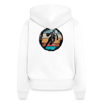 Silhouette de terrain rétro - Sweat à capuche zippé Premium bio Femme - blanc - Dos - AI Model Female 172 light (172cm)