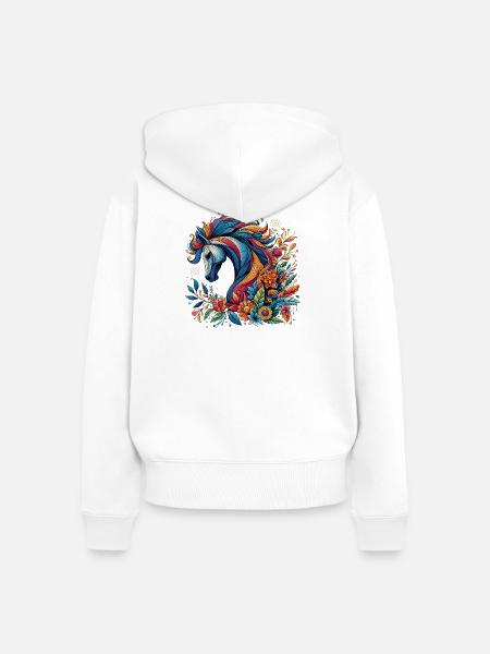 Pferd - Frauen Premium Bio Zip Hoodie - Weiß