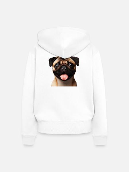 Ein glücklicher Mops - Frauen Premium Bio Zip Hoodie - Weiß