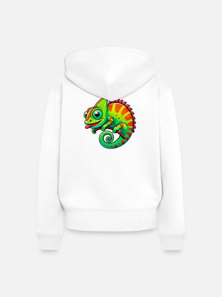 Chamäleon - Frauen Premium Bio Zip Hoodie - Weiß