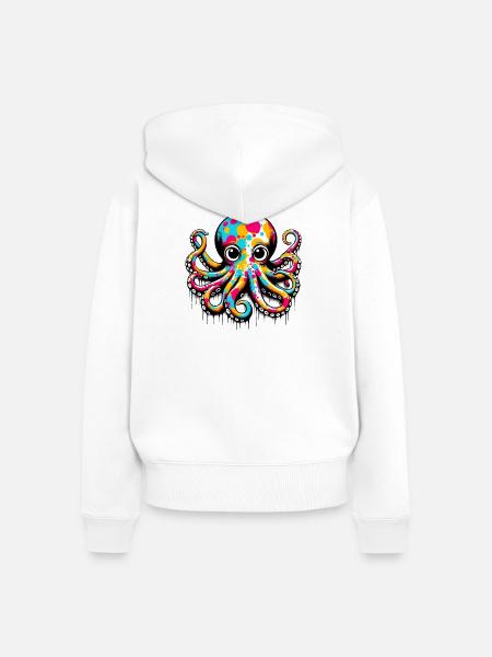 Krake - Frauen Premium Bio Zip Hoodie - Weiß