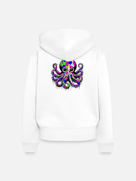 Krake - Frauen Premium Bio Zip Hoodie - Weiß