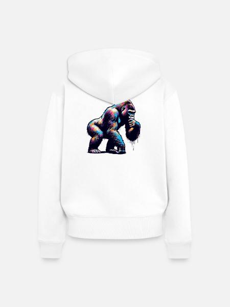 Gorilla - Frauen Premium Bio Zip Hoodie - Weiß