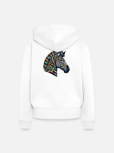 Zebra - Frauen Premium Bio Zip Hoodie - Weiß