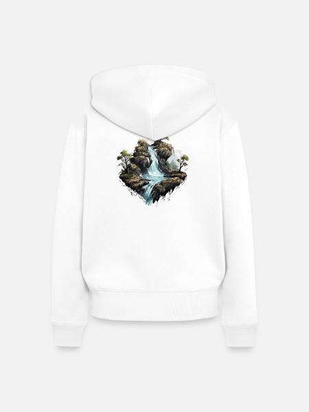Wasserfall 01 - Frauen Premium Bio Zip Hoodie - Weiß