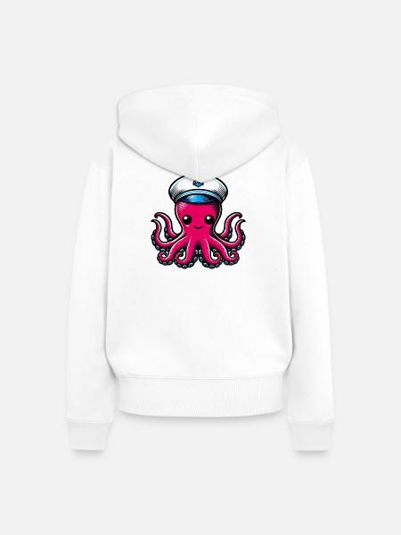 Krake - Frauen Premium Bio Zip Hoodie - Weiß