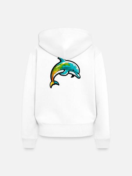 Delfin - Frauen Premium Bio Zip Hoodie - Weiß