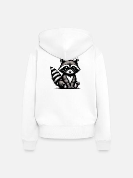 Waschbär - Frauen Premium Bio Zip Hoodie - Weiß