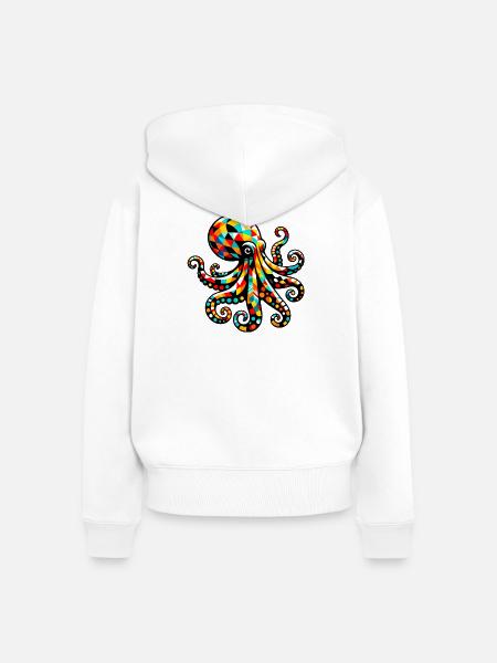 Krake - Frauen Premium Bio Zip Hoodie - Weiß