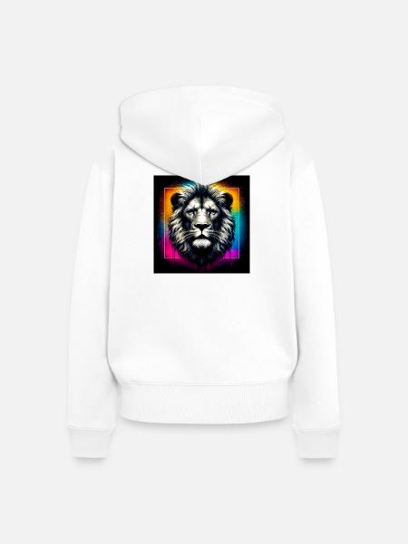 Löwe - Frauen Premium Bio Zip Hoodie - Weiß