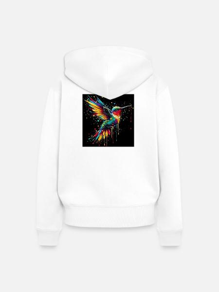 Kolibri - Frauen Premium Bio Zip Hoodie - Weiß