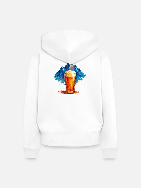 Bergkulisse mit Bierglas - Frauen Premium Bio Zip Hoodie - Weiß