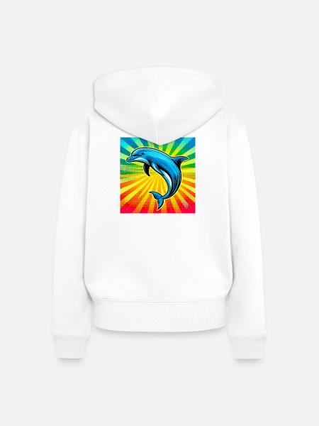Delfin - Frauen Premium Bio Zip Hoodie - Weiß