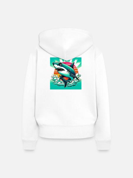 Hai - Frauen Premium Bio Zip Hoodie - Weiß