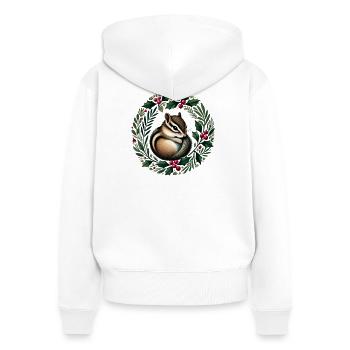Couronne de houx Squirrel Charm - Sweat à capuche zippé Premium bio Femme - blanc - Dos - AI Model Female 172 light (172cm)