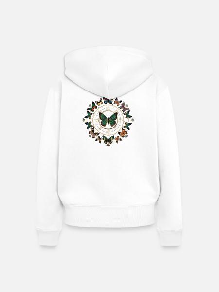 Goldenes Schmetterlingsmandala Kreis - Frauen Premium Bio Zip Hoodie - Weiß