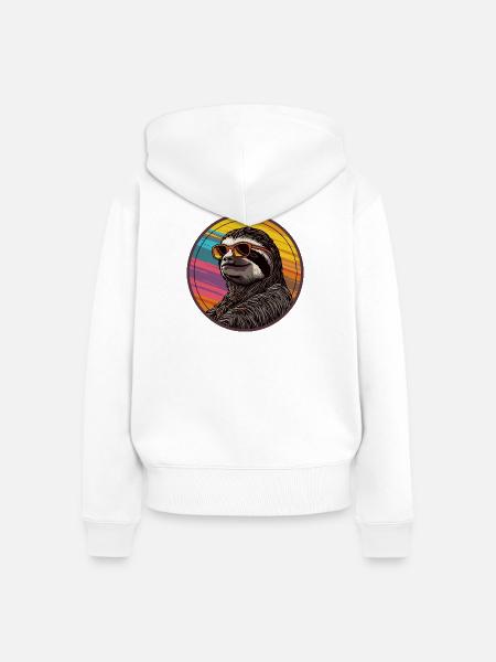 Faultier mit Sonnenbrille - Frauen Premium Bio Zip Hoodie - Weiß