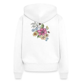  Florales Blütenmuster - Frauen Premium Bio Zip Hoodie - Weiß - Hinten - AI Model Female 172 light (172cm)