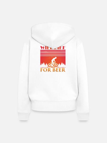 Fahradfahrer Bier Spruch Radtour Biertrinker - Frauen Premium Bio Zip Hoodie - Weiß
