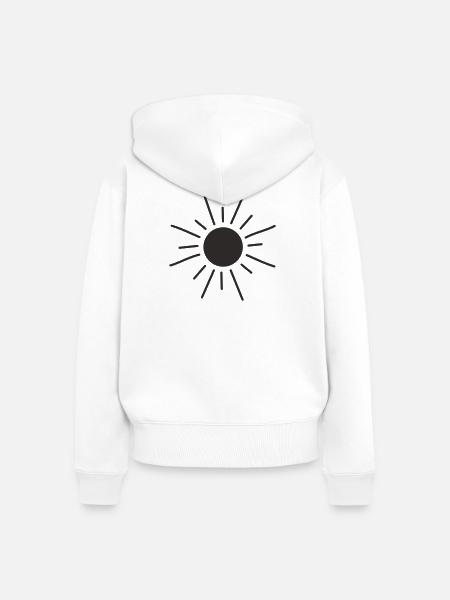 Fröhliche gezeichnete Sonne - Frauen Premium Bio Zip Hoodie - Weiß