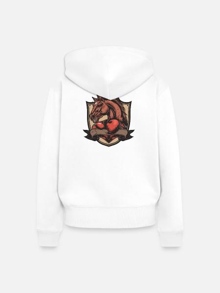 Pferd Boxer MMA - Frauen Premium Bio Zip Hoodie - Weiß