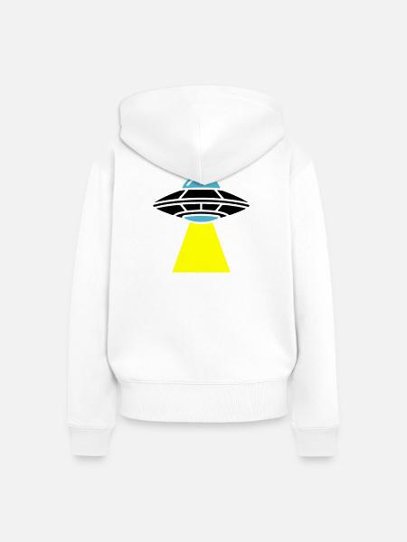 UFO Alien Raumschiff Licht - Frauen Premium Bio Zip Hoodie - Weiß