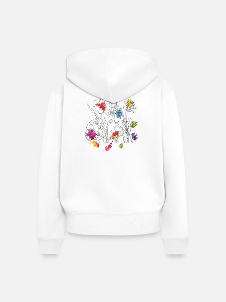 Aquarellblumen - Frauen Premium Bio Zip Hoodie - Weiß