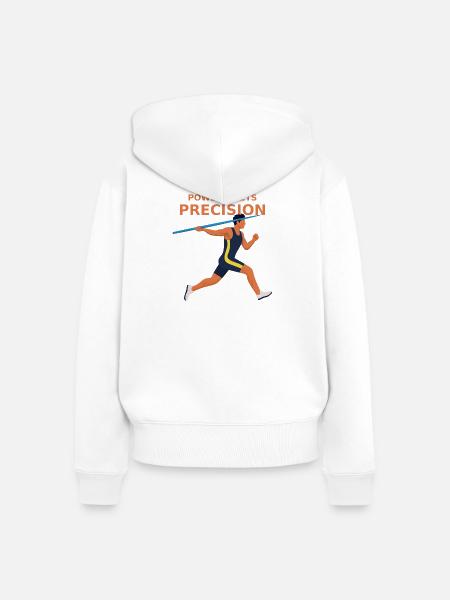 Power trifft Präzision - Speerwerfen - Frauen Premium Bio Zip Hoodie - Weiß
