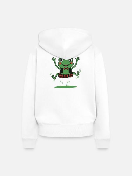Fröhlicher Frosch im Smoking - Frauen Premium Bio Zip Hoodie - Weiß