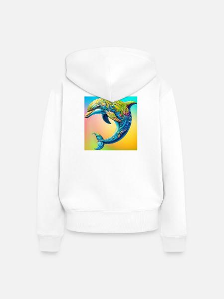 Delfin - Frauen Premium Bio Zip Hoodie - Weiß