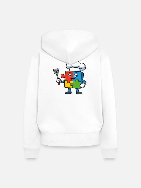 Puzzle Piece Chef Maskottchen - Frauen Premium Bio Zip Hoodie - Weiß