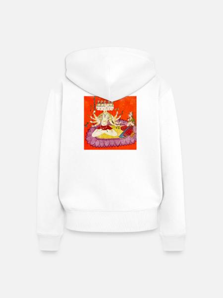 Durga auf der Lotusblume - Frauen Premium Bio Zip Hoodie - Weiß