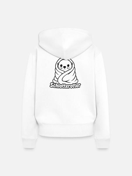 Süßer Schlotterotter eingekuschelt - Frauen Premium Bio Zip Hoodie - Weiß