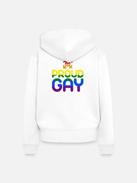 Proud Gay (farbenfroh) - Frauen Premium Bio Zip Hoodie - Weiß