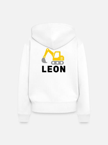 Leon Print mit Bagger Motiv - Frauen Premium Bio Zip Hoodie - Weiß