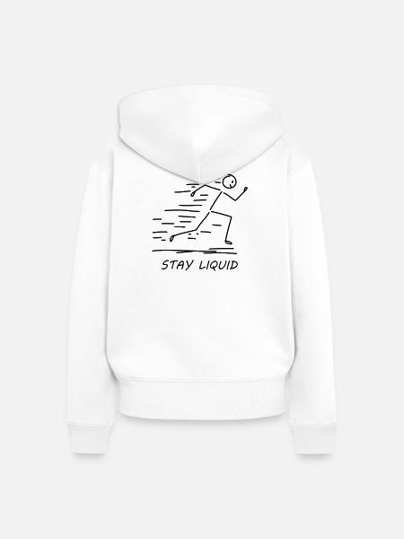Stay Liquid - Lustiges Strichmännchen Design - Frauen Premium Bio Zip Hoodie - Weiß