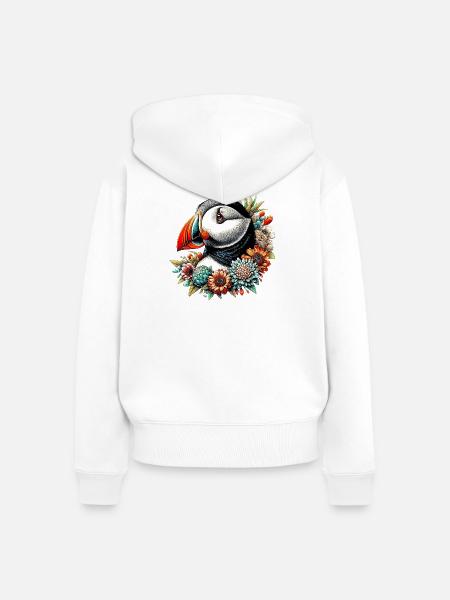 Papageitaucher - Frauen Premium Bio Zip Hoodie - Weiß